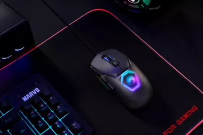 Maus gaming Marvo Fit Lite G1, 12000 DPI, RGB, me kabllo, 7 butona, i zi