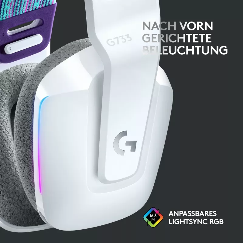 Kufje gaming Logitech G733 LIGHTSPEED, Wireless, RGB, të bardha