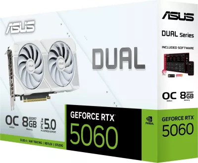 Kartelë grafike ASUS RTX5060 8GB GDDR7 e bardhë
