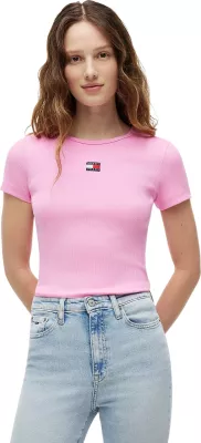Maicë për femra Tommy Hilfiger Jeans TJW Badge Rib DW0DW17881, rozë [Madhësia: S]