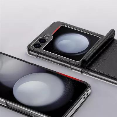 Mbështjellës Dux Ducis Brill për Samsung Galaxy Z Flip 6, lëkurë ekologjike, i zi