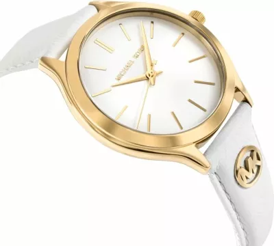 Orë dore femrash Michael Kors Slim Runway MK7544, e bardhë