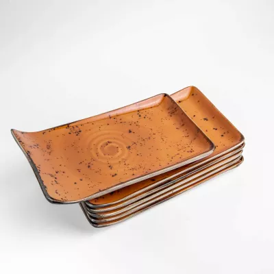Pjatë servimi Fine Dine Dahlia 215x120 mm, porcelan, set 6 copë, portokalli