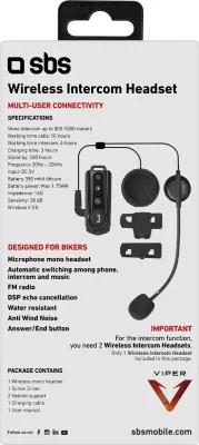 Interkom motoçiklete SBS TEMOTOINTERCOMK, wireless, Bluetooth V3.0, i zi