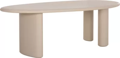 Tavolinë ovale për ngrënie jashtë, fibër çimentoje, bezhë, VOLPE FH6599.02, 240x100x75cm