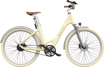 Bicikletë elektrike qyteti ADO Air 28 250W 36V/9.6Ah 28\" me rrip karboni e verdhë