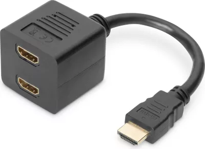Kabëll HDMI Y-Splitter Digitus, 0.2 m, HDMI Type A, 2 x HDMI Type A, 1920 x 1200, e zezë