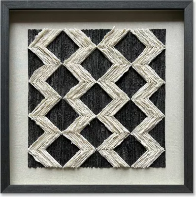 Dekor pikture artizanale Earth Craft, letër, xham, ngjyrë e zezë dhe bezhë, 60x60x4cm