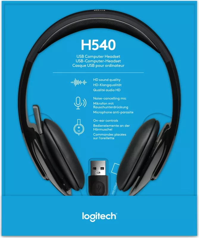 Kufje Logitech H540 USB, me kabllo, për zyrë/qendër thirrjesh, 20 - 20000 Hz, 120 g, të zeza