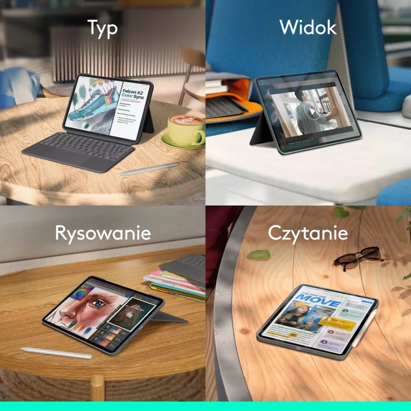 Kasë me tastierë Logitech Combo Touch për iPad Pro 11" M4, Gri