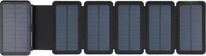 Powerbank solar SANDBERG 420-73 20000 mAh 6 panele USB-C PD 20W IPX4, e zezë, set me karabinë + kabllo USB-C
