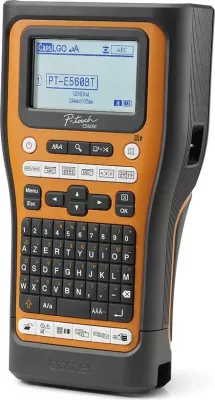 Printer etiketash Brother P-Touch E560BTVP, Bluetooth, bateri e integrume, portokalli