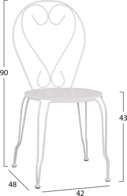 Karrige metalike Amore FH5007.12,  42x48x90 cm, e bardhë