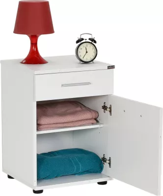 Komodinë e bardhë për dhomë gjumi, Hanah Home, Kmd-511-Bb-1