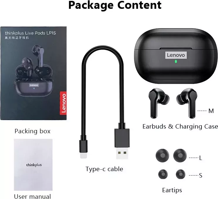 Dëgjuese Lenovo LivePods LP1S, të zeza