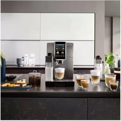 Aparat kafeje DeLonghi Dinamica Plus ECAM 380.95.TB, 1450W, ekran me prekje 3.5\" TFT, depo kokrrash 300g, e zezë