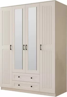Dollap rrobash Skye Decor, ngjyrë e bardhë mat, RB-074, 140x184x52cm