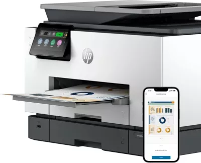 Printer multifunksional inkjet, HP OfficeJet Pro 9130b (4U561B#629), 24–27 ppm, me fax, i bardhë/gri
