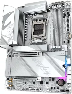 Pllakë amë GIGABYTE X870 AORUS ELITE X3D ICE, AM5, ATX, DDR5, Wi‑Fi 7, 5GbE, USB4, e bardhë