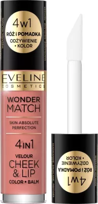 Blush dhe buzëkuq krem Eveline Cosmetics Wonder Match Velour Cheek & Lip Blush and Lipstick për femra 01, 4.5ml