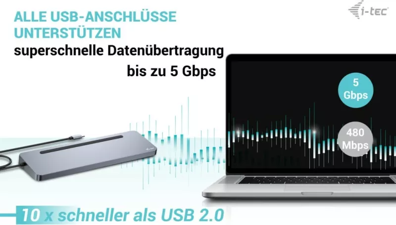 Docking station I-Tec USB-C Metal Ergonomic 3x 4K, 100W, argjendtë