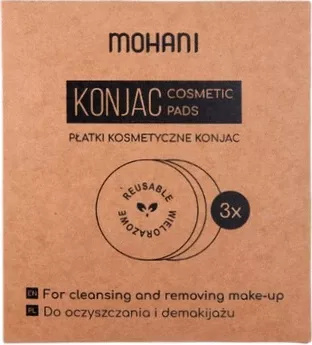 Pad kozmetik i ripërdorshëm për femra Mohani Konjac, 3 copë
