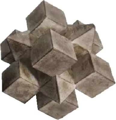Dekor kub 3D, nyje, polirezine, natyrale, 15x15x15cm