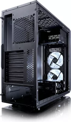 Kasë Fractal Design Focus G Midi Tower, ATX, micro ATX, ITX, e zezë, me dritare anësore dhe LED të bardhë