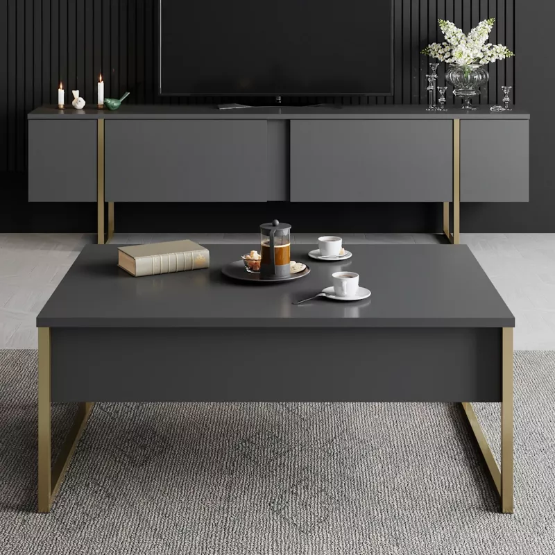 Tavolinë kafeje Hanah Home, Luxe, antracit, ari