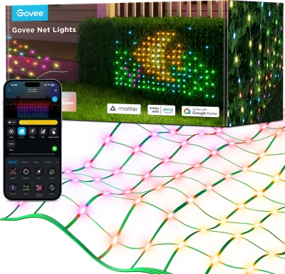 Drita rrjetë LED Govee Net Lights, RGBIC 240 LED, 0.85 x 1.43 m, Bluetooth, IP65