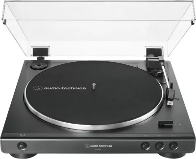 Gramafon audio-technica AT-LP60XBK, automatike, phono preamp, e zezë