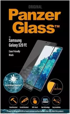 Xham mbrojtës PanzerGlass E2E Microfracture antibakterial për Samsung Galaxy S20 FE, me kornizë të zezë