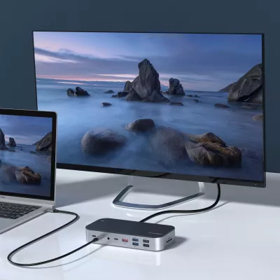 Kasë Choetech HUB-M52, USB-C, HDMI, VGA, DP, SD, RJ45, Gri