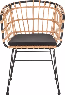 Karrige për jashtë ALLEGRA FH5456.11 metalike & jastëk ngjyrë e zezë - Wicker bezhë 58x61x81Hcm