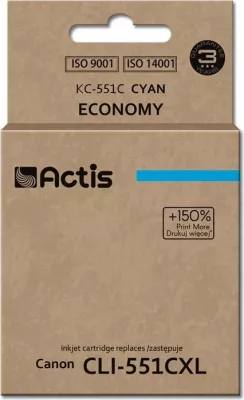 Ngjyrë zëvendësuese Actis KC-551C ink për Canon CLI-551C, 12ml, e kaltër (me çip)