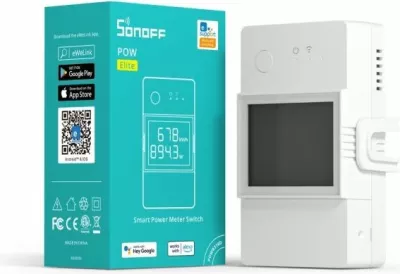 Switch smart Wi‑Fi SONOFF POWR316D, matës energjie 16A me LCD, AC 100-240V, 1 copë, i bardhë