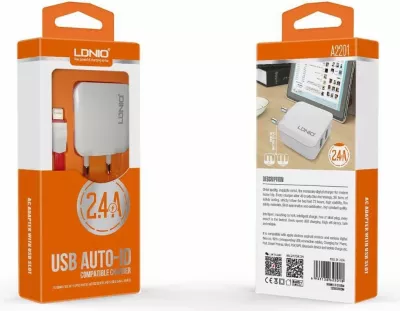 Karikues i shpejtë LDNIO A2201 2.1A 2xUSB, i bardhë