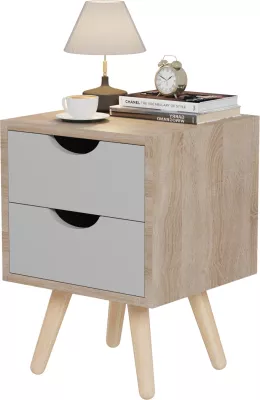 Komodinë për natë DINKL FH2472.05 melaminë-2 sirtarë, ngjyrë sonama-gri, 29,7x29,7x45H cm