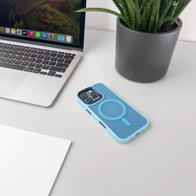 Mbështjellës Hurtel Magnetic Collection MagSafe për iPhone 16 Pro, TPU, kaltër e çelët