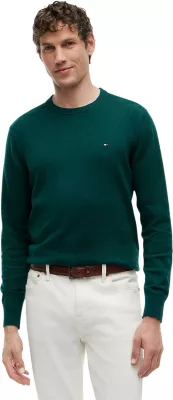 Xhemper për meshkuj Tommy Hilfiger PIMA ORG CTN CASHMERE MW0MW28046, i gjelbër i errët [Madhësia: M]