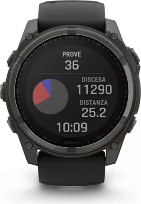 Smartwatch Garmin fēnix 8 Solar, Sapphire, Carbon Gray DLC Titanium, Black/Pebble Gray strap, 51 mm