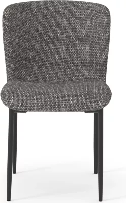 Karrige për dhomë ngrënieje, ngjyrë gri e errët, metal i zi, OBSESSION SM18101.02, 52x65x80cm
