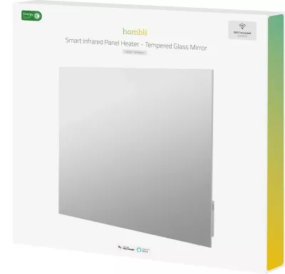Panel ngrohës smart Hombli, 400W, xham, pasqyrë, i bardhë