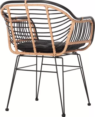 Karrige për jashtë ALLEGRA FH5663.11, kornizë metalike-P.E.RATTAN, ngjyrë bezhë dhe e zezë, 58x59x81H cm