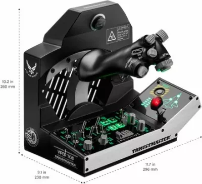 Sistem throttle për simulator fluturimi Thrustmaster Viper TQS Mission Pack për PC, replikë metal 1:1, 64 butona, Worldwide Version, zi/argjendtë