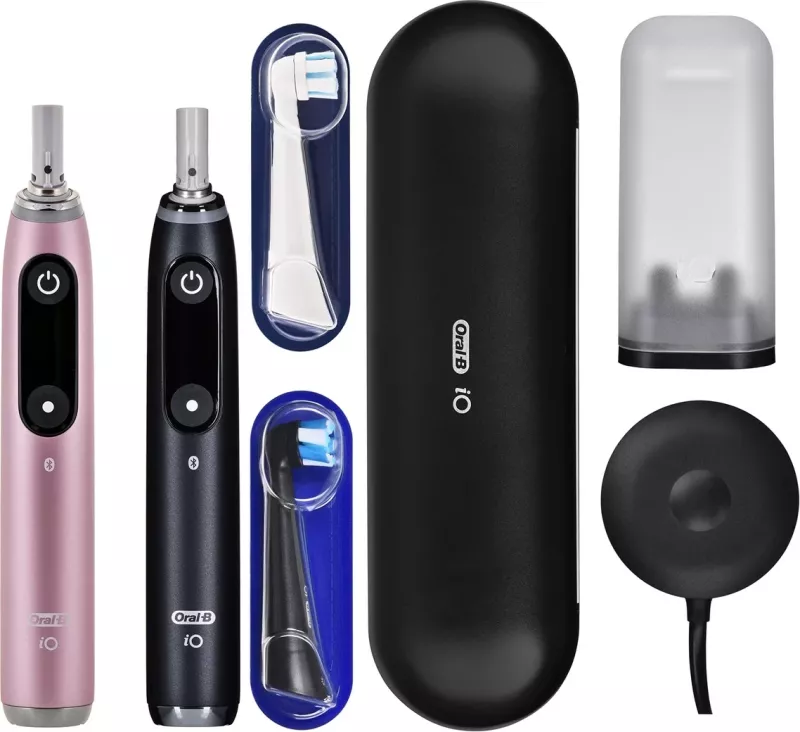 Furçë dhëmbësh elektrike Braun Oral-B iO Series 9 Duo Pack, me bateri të integruar, e zezë dhe rozë, set prej 2 copësh