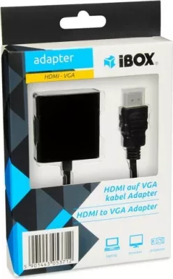 Përshtatës iBox  HDMI Type A, VGA, i zi 