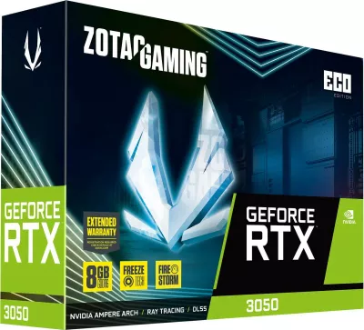 Kartelë grafike Zotac GeForce RTX 3050 Eco, 8GB GDDR6, PCI Express x8, e zezë