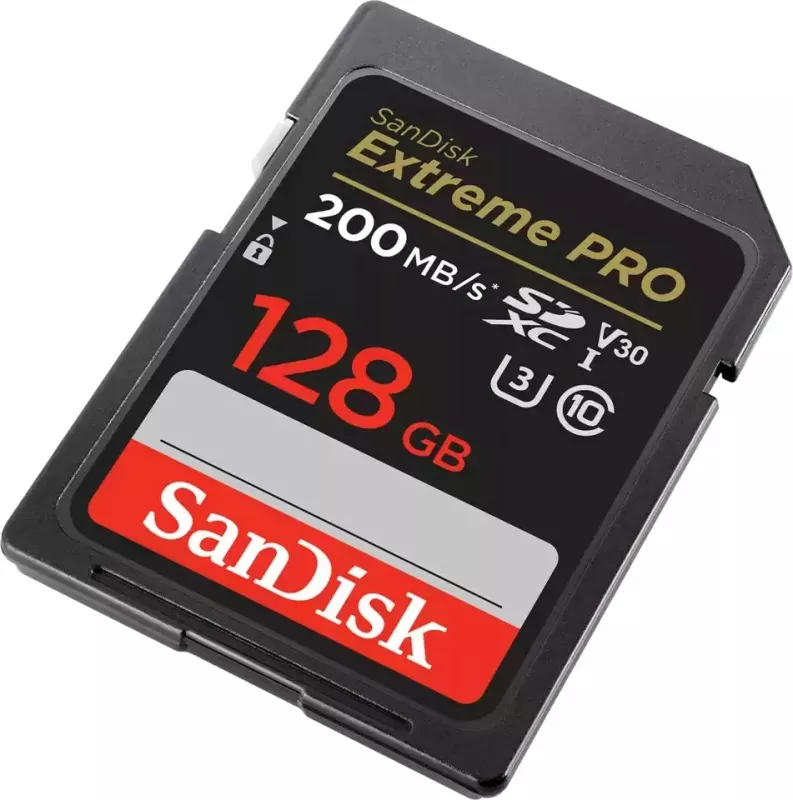 Kartelë memorie SanDisk Extreme PRO, 128 GB, SDXC, Class 10, UHS-I, 200 MB/s, 90 MB/s, e zezë