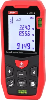 Matës distance lazer, UNI-T, LM70A, 70 m, saktësi deri ±2 mm, ekran 2 inç, me kuti transporti